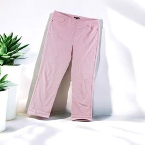 Mario Serrani Pants Women L Pink Striped Stretch‎ Resort Trousers Lounge Travel
